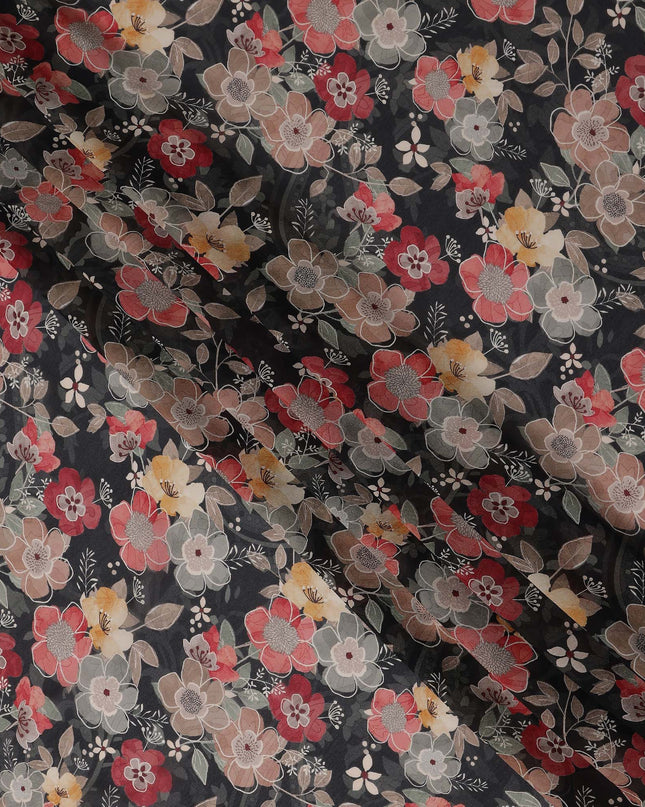 Charcoal Grey Viscose Georgette Fabric | Regal Fabrics