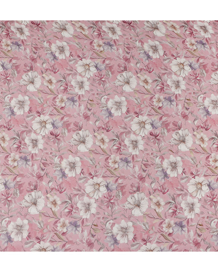 Rose Pink Floral Viscose Georgette Fabric