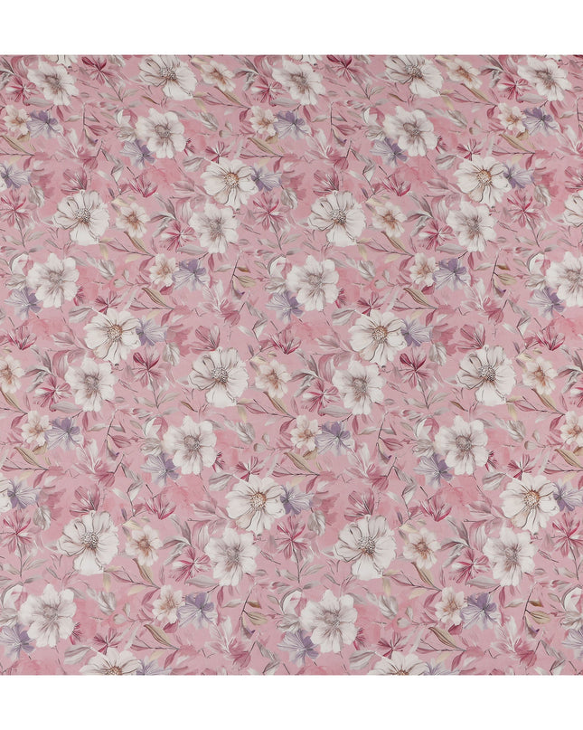Rose Pink Floral Viscose Georgette Fabric