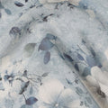 Dusty Blue Floral Viscose Georgette Fabric