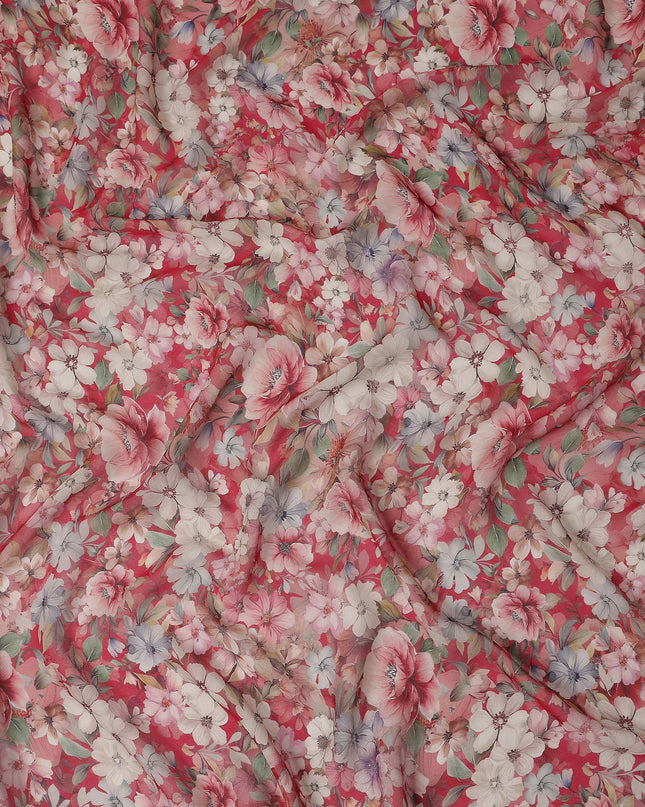 Coral Red Viscose Georgette Fabric | Regal
