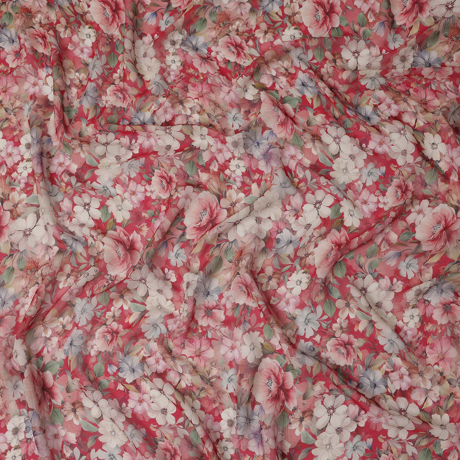 Coral Red Viscose Georgette Fabric | Regal