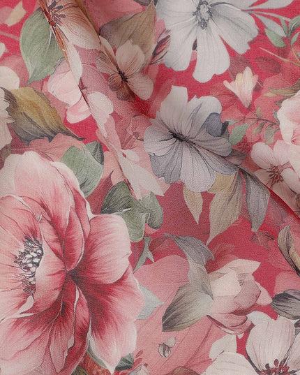 Coral Red Viscose Georgette Fabric | Regal
