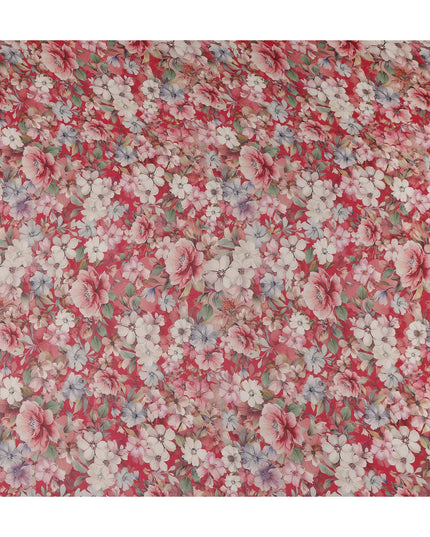 Coral Red Viscose Georgette Fabric | Regal