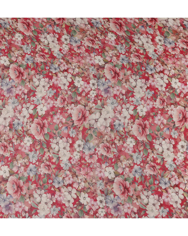 Coral Red Viscose Georgette Fabric | Regal