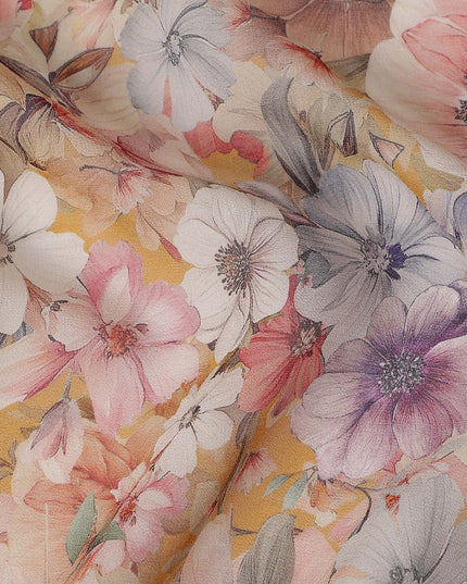 Golden Yellow Viscose Georgette Fabric
