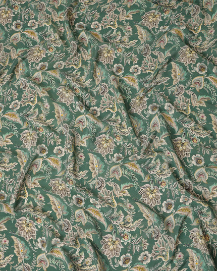 Sage Green Viscose Crepe Digital Printed Fabric 110cm | Rega