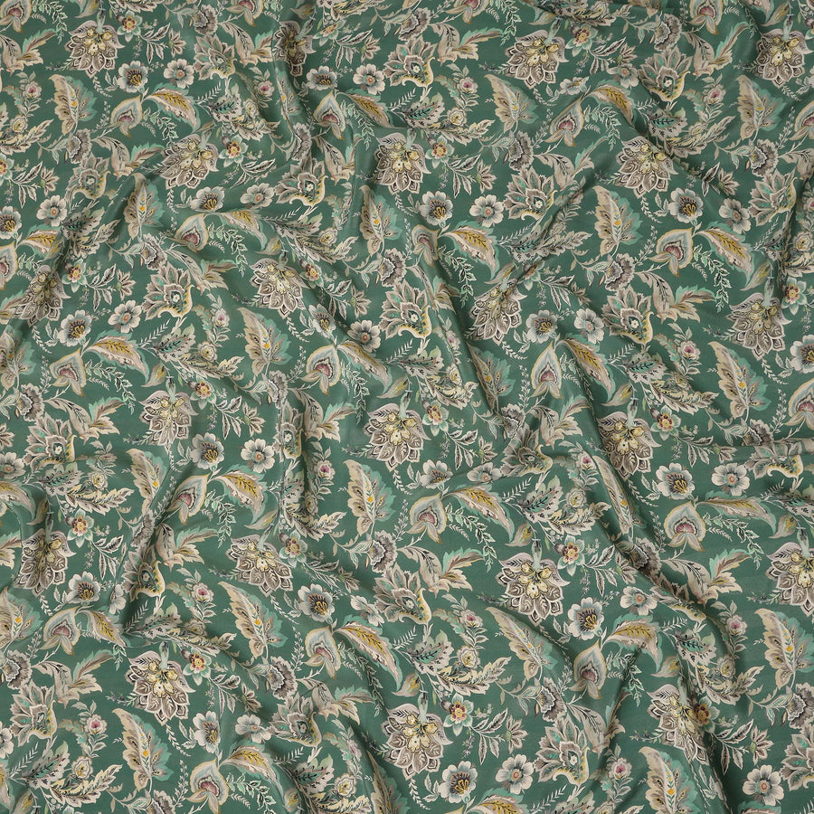 Sage Green Viscose Crepe Digital Printed Fabric 110cm | Rega
