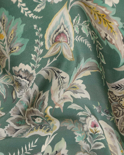 Sage Green Viscose Crepe Digital Printed Fabric 110cm | Rega