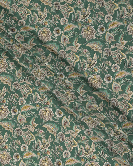 Sage Green Viscose Crepe Digital Printed Fabric 110cm | Rega