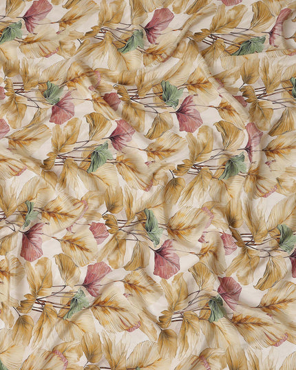 Golden Mustard Viscose Crepe Digital Printed Fabric 110cm | 