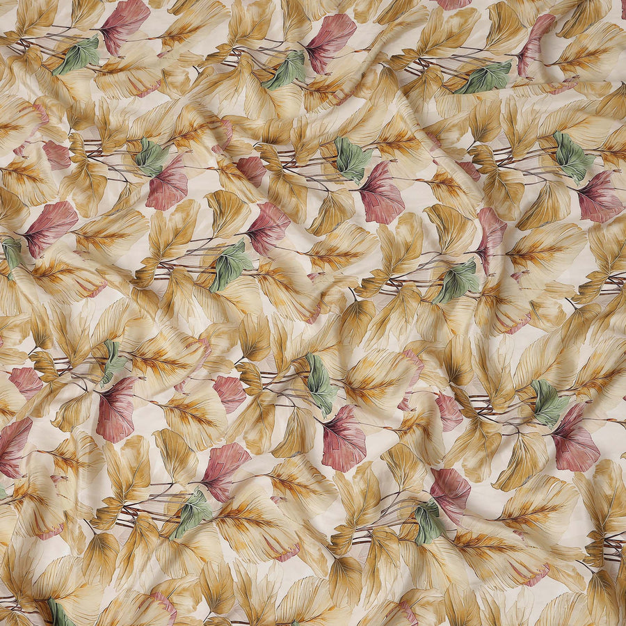 Golden Mustard Viscose Crepe Digital Printed Fabric 110cm | 
