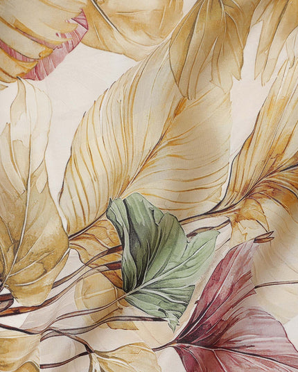 Golden Mustard Viscose Crepe Digital Printed Fabric 110cm | 