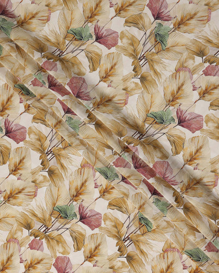 Golden Mustard Viscose Crepe Digital Printed Fabric 110cm | 