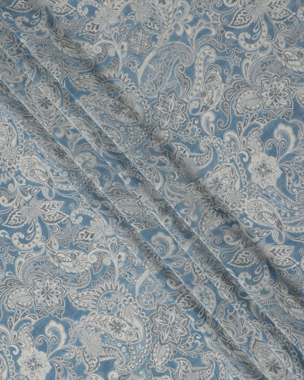 Slate Blue Viscose Crepe Digital Printed Fabric 110cm | Rega