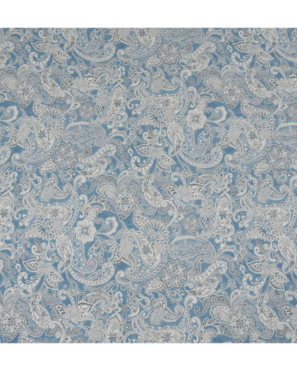 Slate Blue Viscose Crepe Digital Printed Fabric 110cm | Rega
