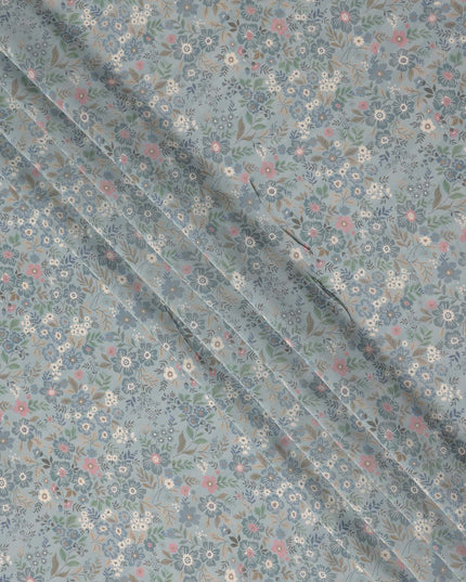 Powder Blue Viscose Crepe Digital Printed Fabric 110cm | Reg