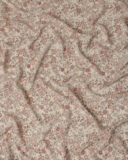 Dusty Rose Viscose Crepe Digital Printed Fabric 110cm | Rega