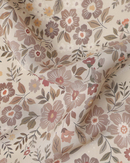 Dusty Rose Viscose Crepe Digital Printed Fabric 110cm | Rega