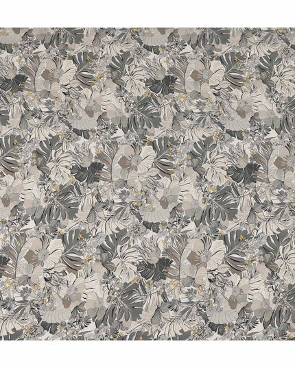 Charcoal Grey Viscose Crepe Digital Printed Fabric 110cm | R