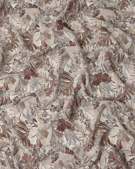 Warm Beige Viscose Crepe Digital Printed Fabric 110cm | Rega