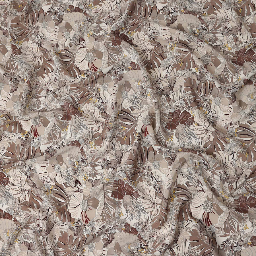 Warm Beige Viscose Crepe Digital Printed Fabric 110cm | Rega