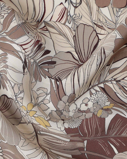 Warm Beige Viscose Crepe Digital Printed Fabric 110cm | Rega