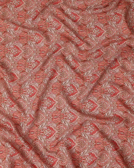 Coral Red Viscose Digital Printed Fabric 110cm