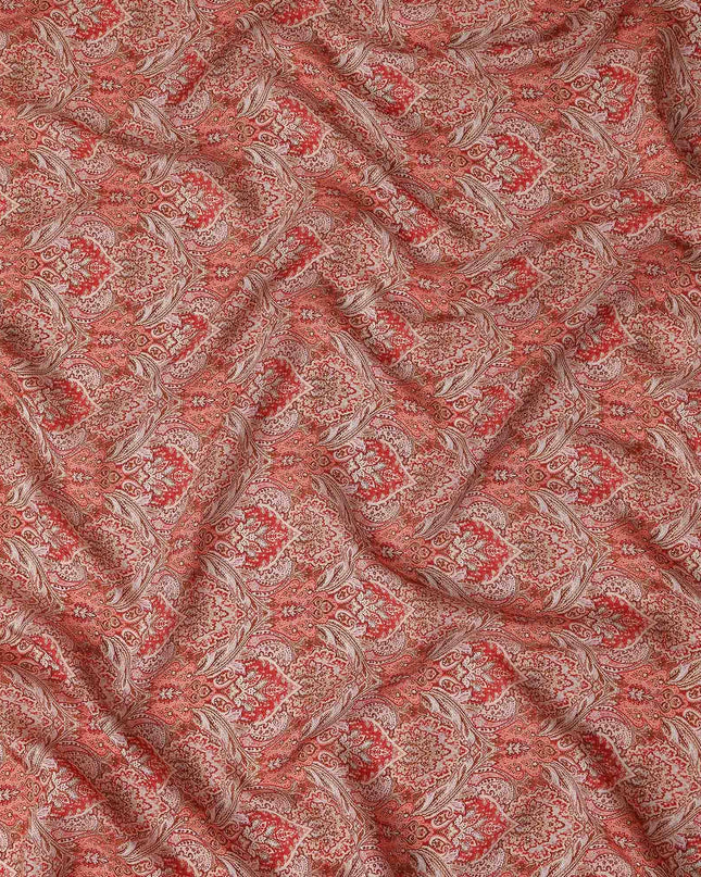 Coral Red Viscose Digital Printed Fabric 110cm