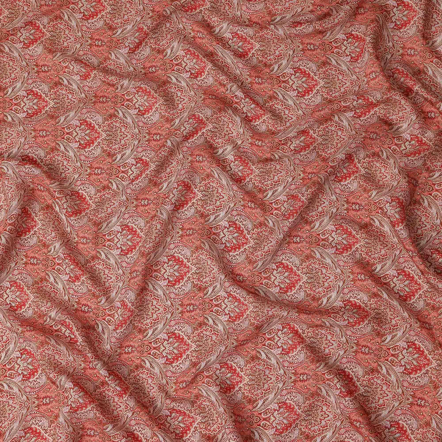 Coral Red Viscose Digital Printed Fabric 110cm