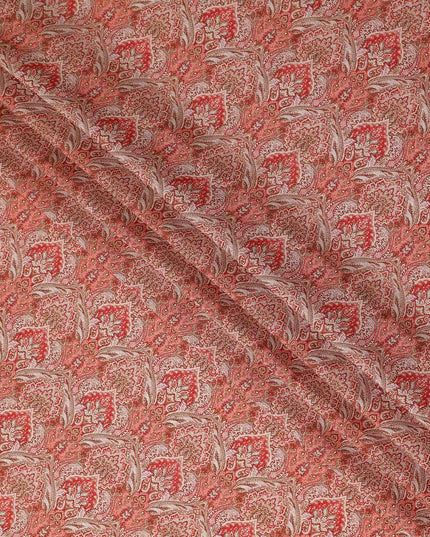 Coral Red Viscose Digital Printed Fabric 110cm