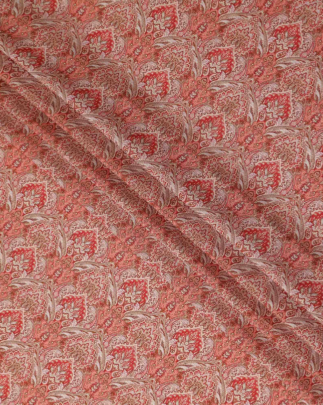 Coral Red Viscose Digital Printed Fabric 110cm