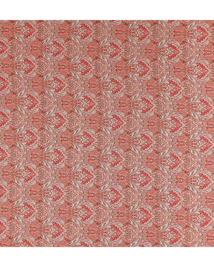Coral Red Viscose Digital Printed Fabric 110cm