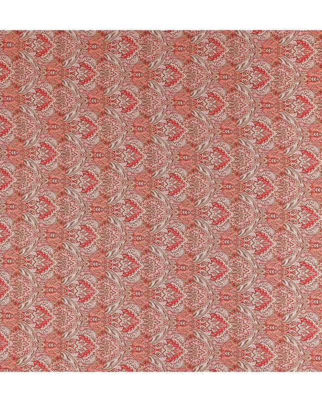 Coral Red Viscose Digital Printed Fabric 110cm
