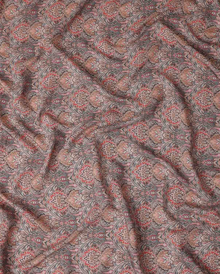 Charcoal Grey Viscose Digital Printed Fabric 110cm