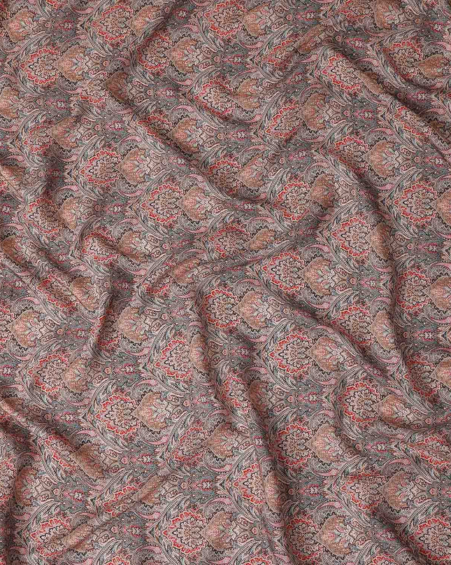 Charcoal Grey Viscose Digital Printed Fabric 110cm