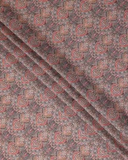 Charcoal Grey Viscose Digital Printed Fabric 110cm