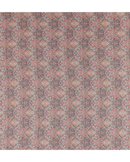 Charcoal Grey Viscose Digital Printed Fabric 110cm