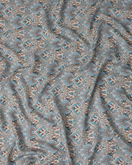 Slate Blue Viscose Digital Printed Fabric 110cm