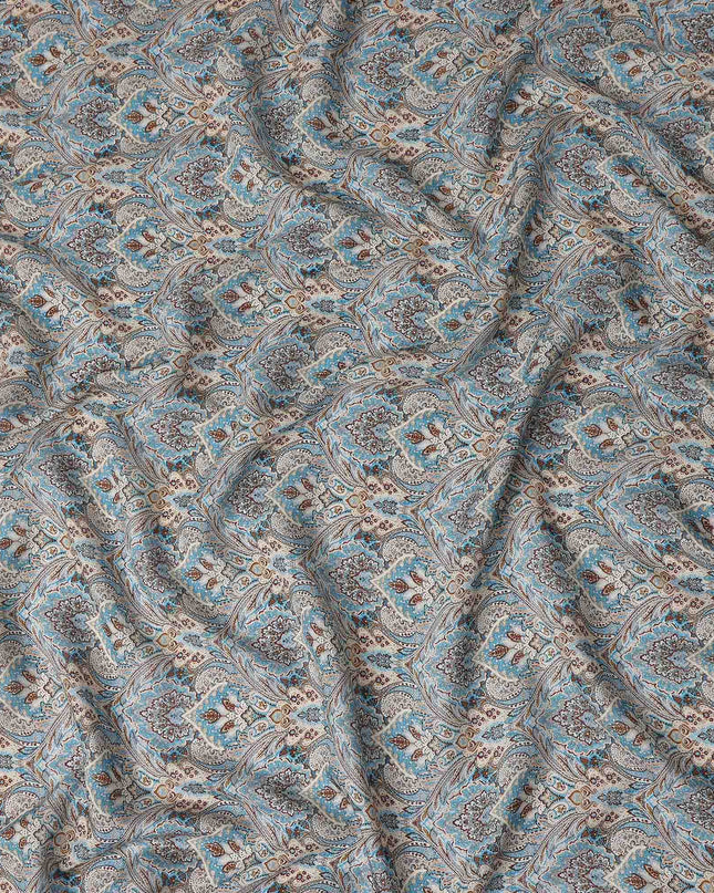 Slate Blue Viscose Digital Printed Fabric 110cm