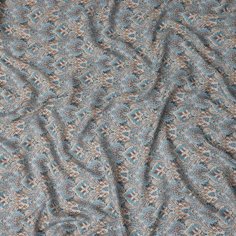 Slate Blue Viscose Digital Printed Fabric 110cm