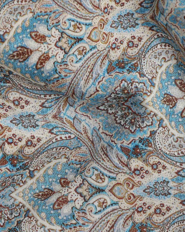 Slate Blue Viscose Digital Printed Fabric 110cm