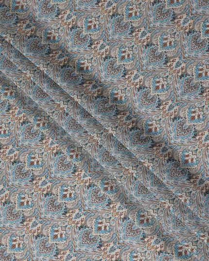 Slate Blue Viscose Digital Printed Fabric 110cm