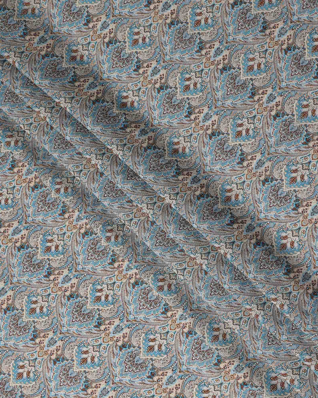 Slate Blue Viscose Digital Printed Fabric 110cm