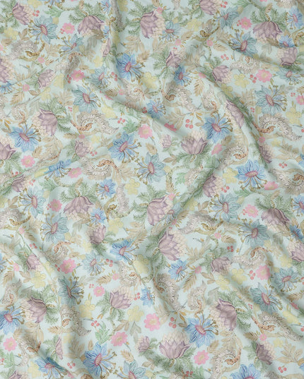 Pastel Multicolor Viscose Digital Printed Fabric 110cm