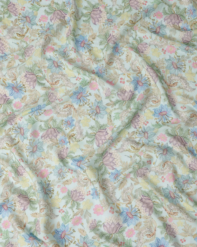 Pastel Multicolor Viscose Digital Printed Fabric 110cm