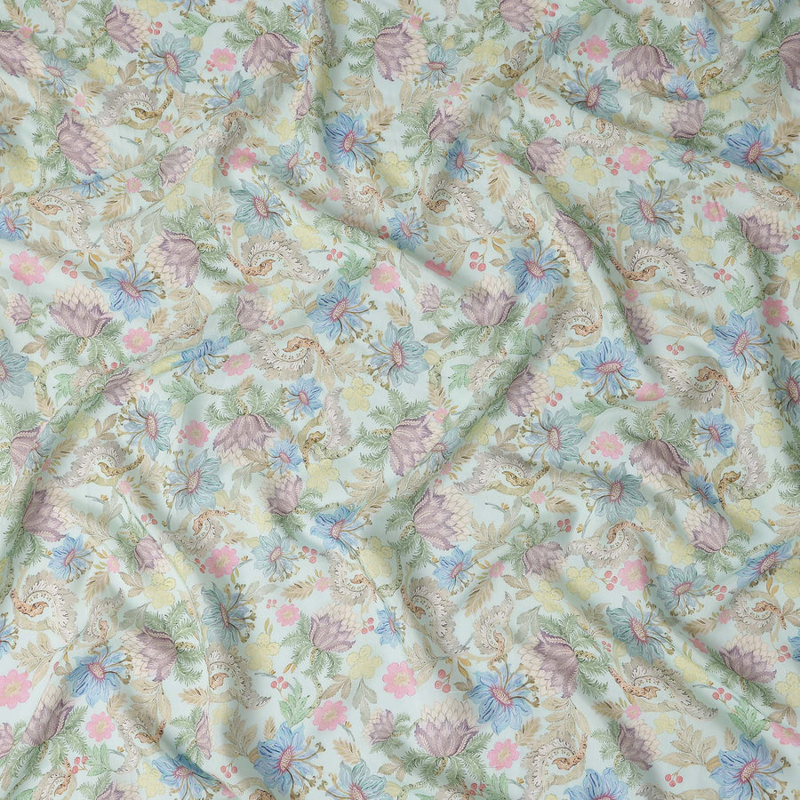 Pastel Multicolor Viscose Digital Printed Fabric 110cm