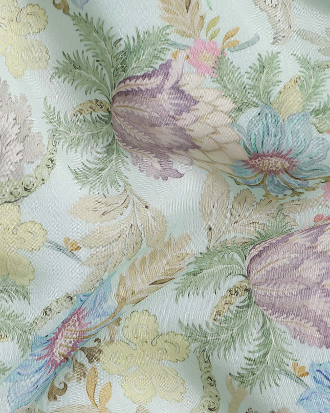 Pastel Multicolor Viscose Digital Printed Fabric 110cm