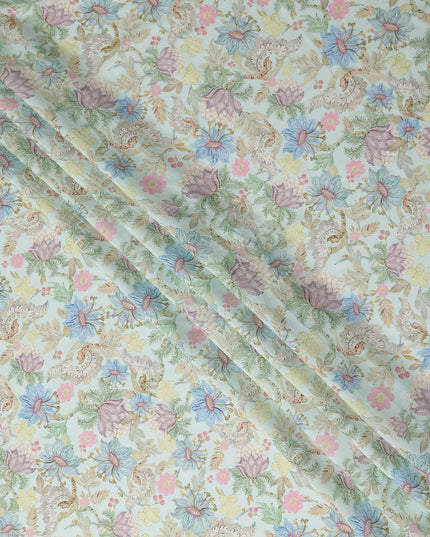 Pastel Multicolor Viscose Digital Printed Fabric 110cm