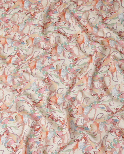 Rust Orange Viscose Digital Printed Fabric 110cm